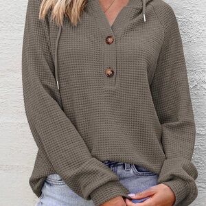Cozy Olive Brown Waffle Knit Sweater NWOT